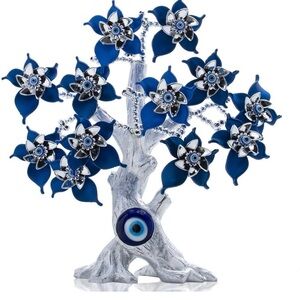 Blue and Silver Decorative Tree with Evil Eye